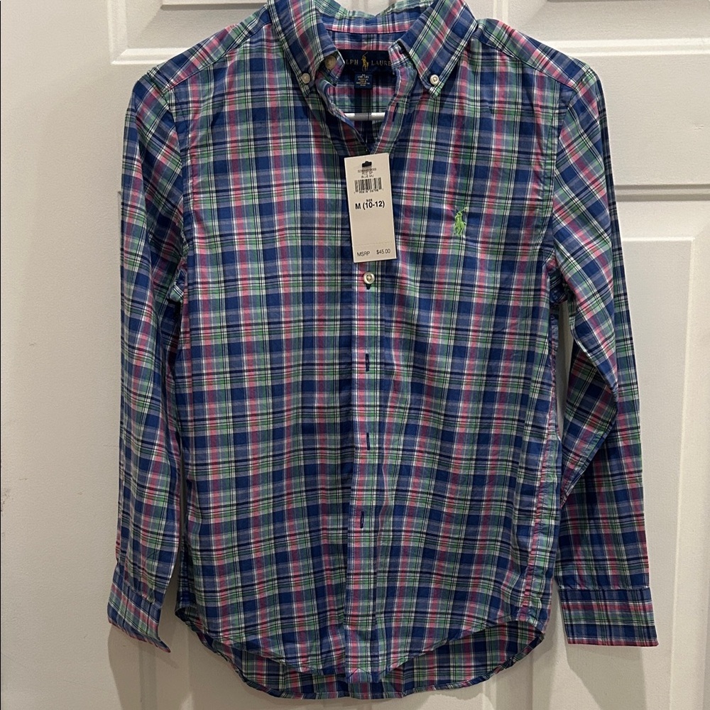 NWT Ralph Lauren Kids Plaid Shirt - Blue, Green, Pink